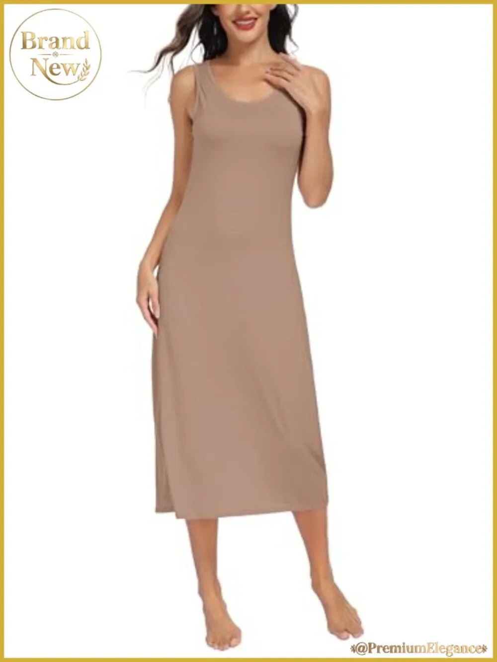 Womens Full Slip Dress Tank Top Nightgown Soft Stretchy Wide Straps Long Slip
